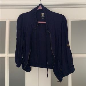 Short blue bomber jacket - lightweight